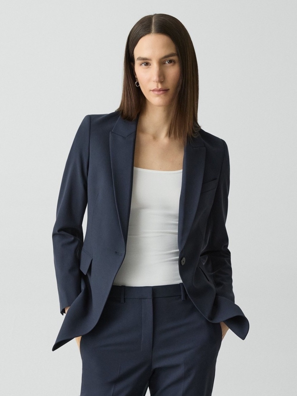 Theory Etiennette Blazer in Good Wool Nocturne Navy Suit Jacket Formal